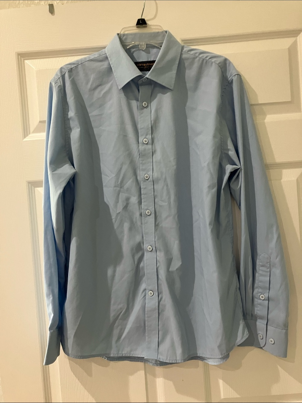 Men's Light Blue Dress Shirt with Point Collar